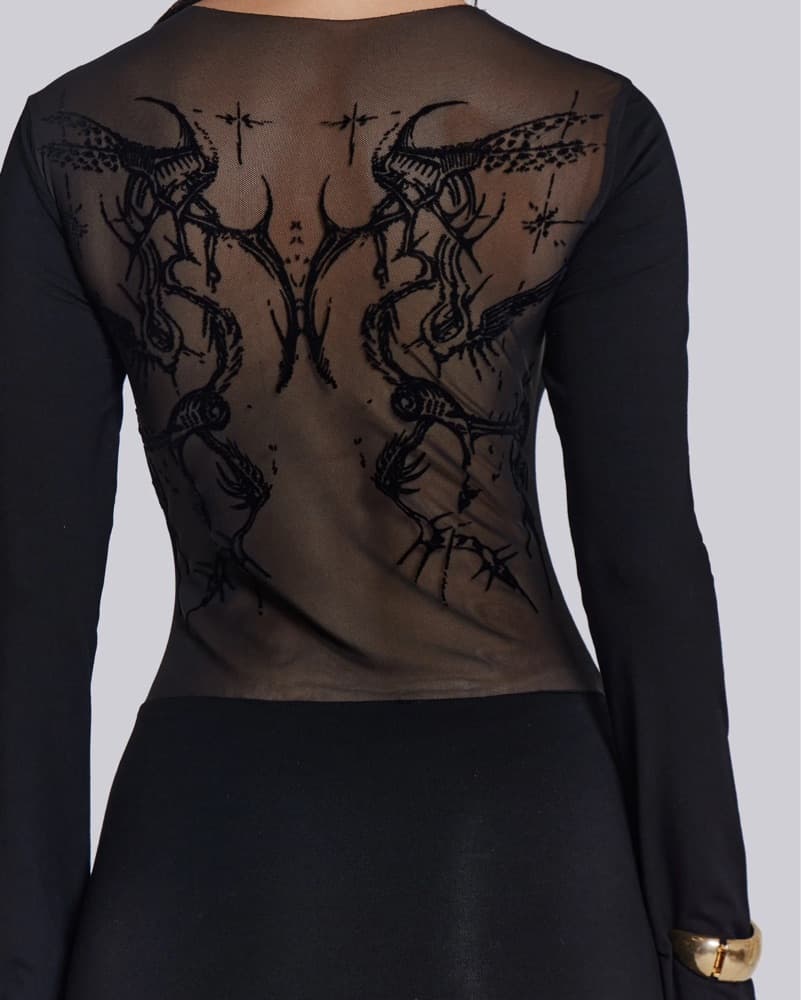 Jaded London Black Mesh Mini Dress - Image 3