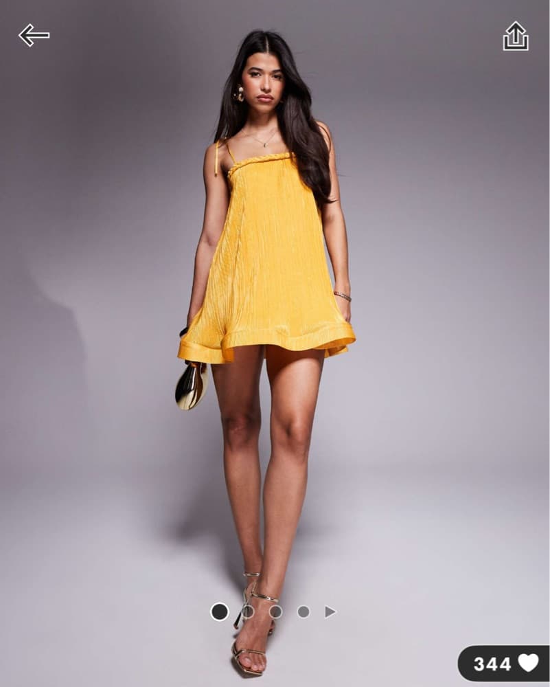 ASOS | Yellow Pleated Mini Dress - Image 1