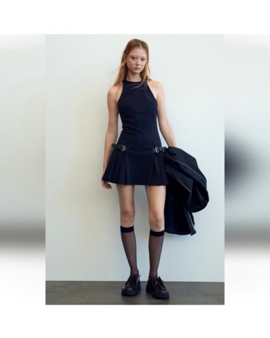 Pleated Mini Dress with Side Loops  - Image 5