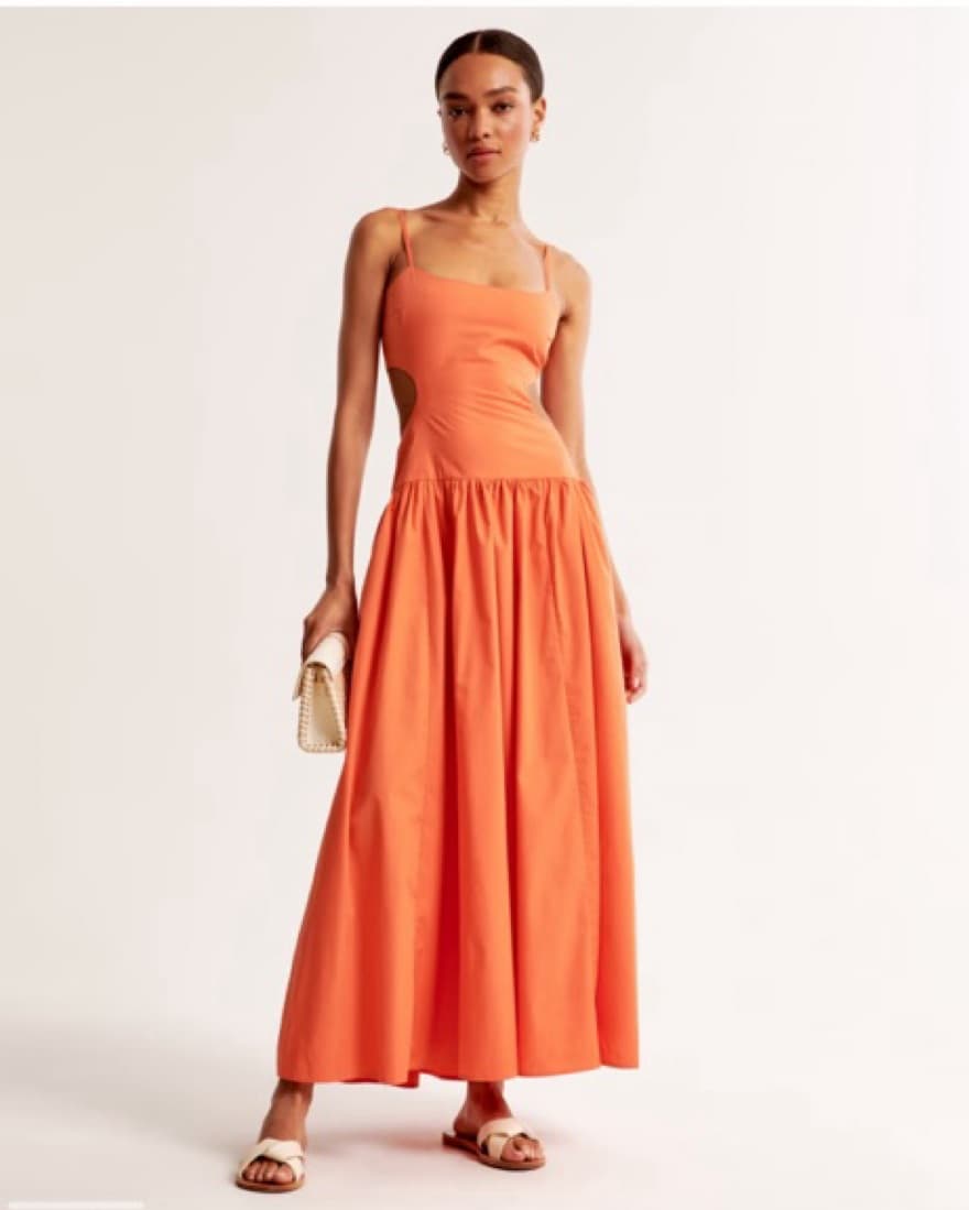 Orange Drop Waist Cutout Dress - Image 1