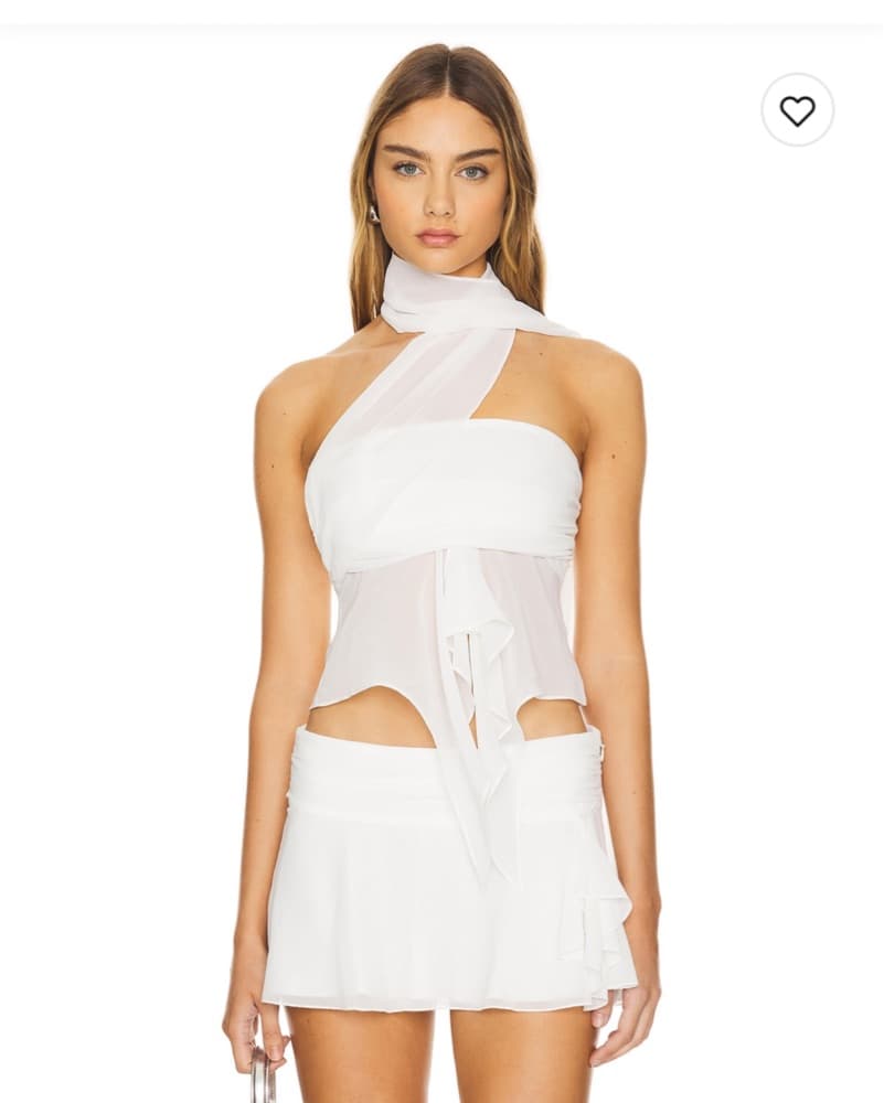Guizio White Chiffon Slit Mini Skirt - Image 4