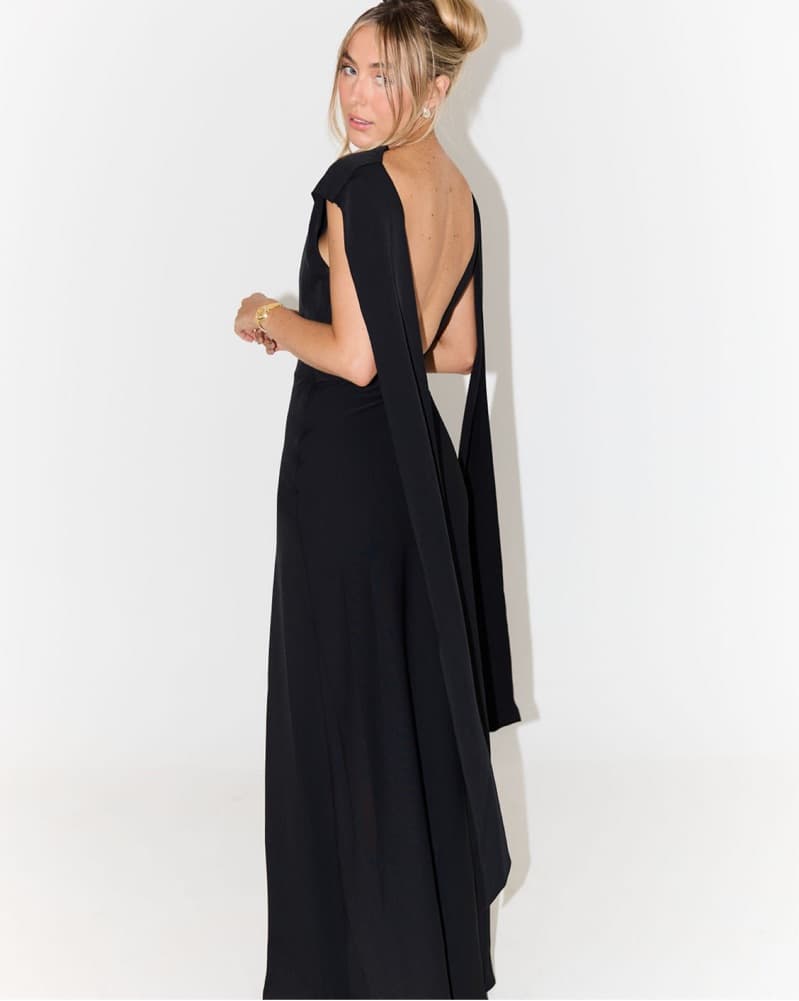 ODD MUSE Black Draped Maxi - Image 1