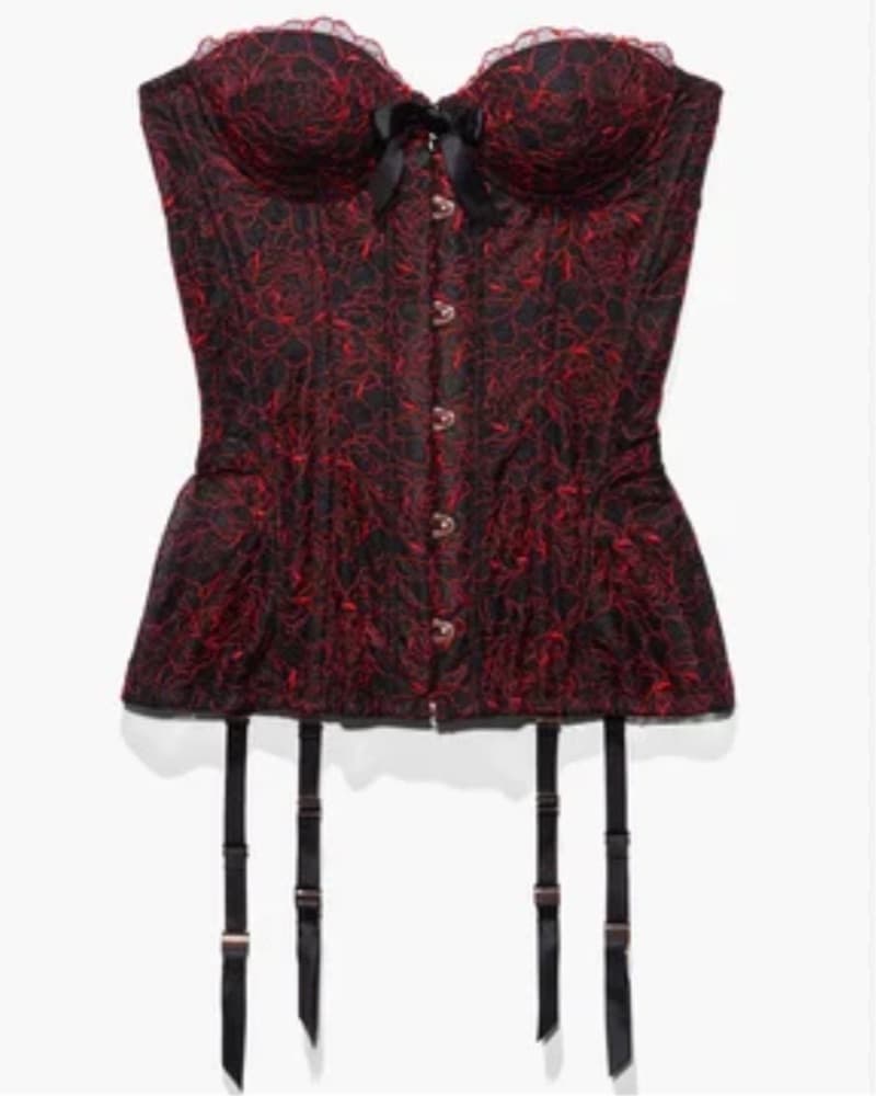 Red Black Lace Tie Corset (discontued) - Image 1