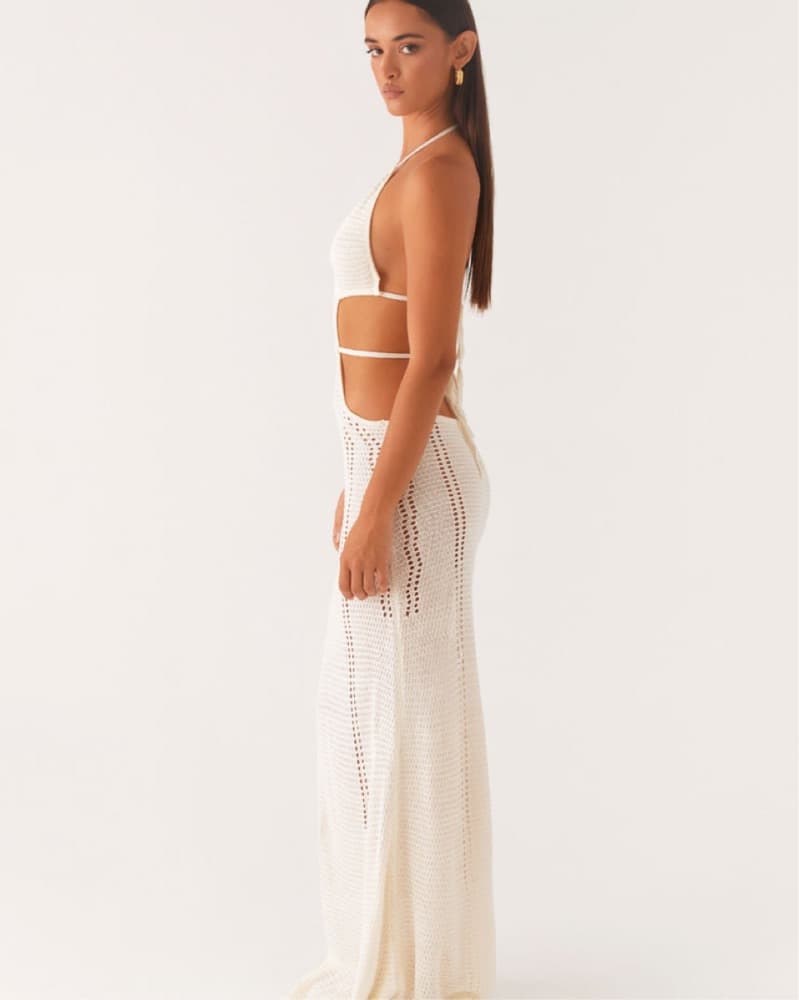 White Crochet Backless Dress  - Image 2