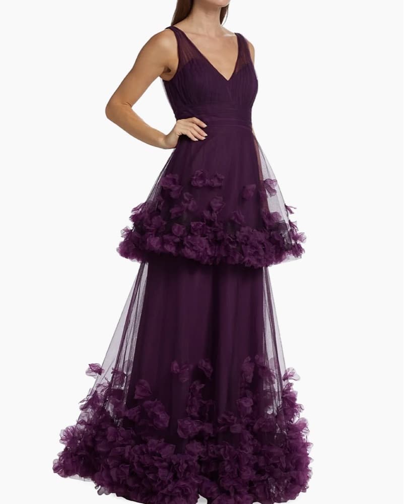 Purple Designer Black-Tie Gown  - Image 1