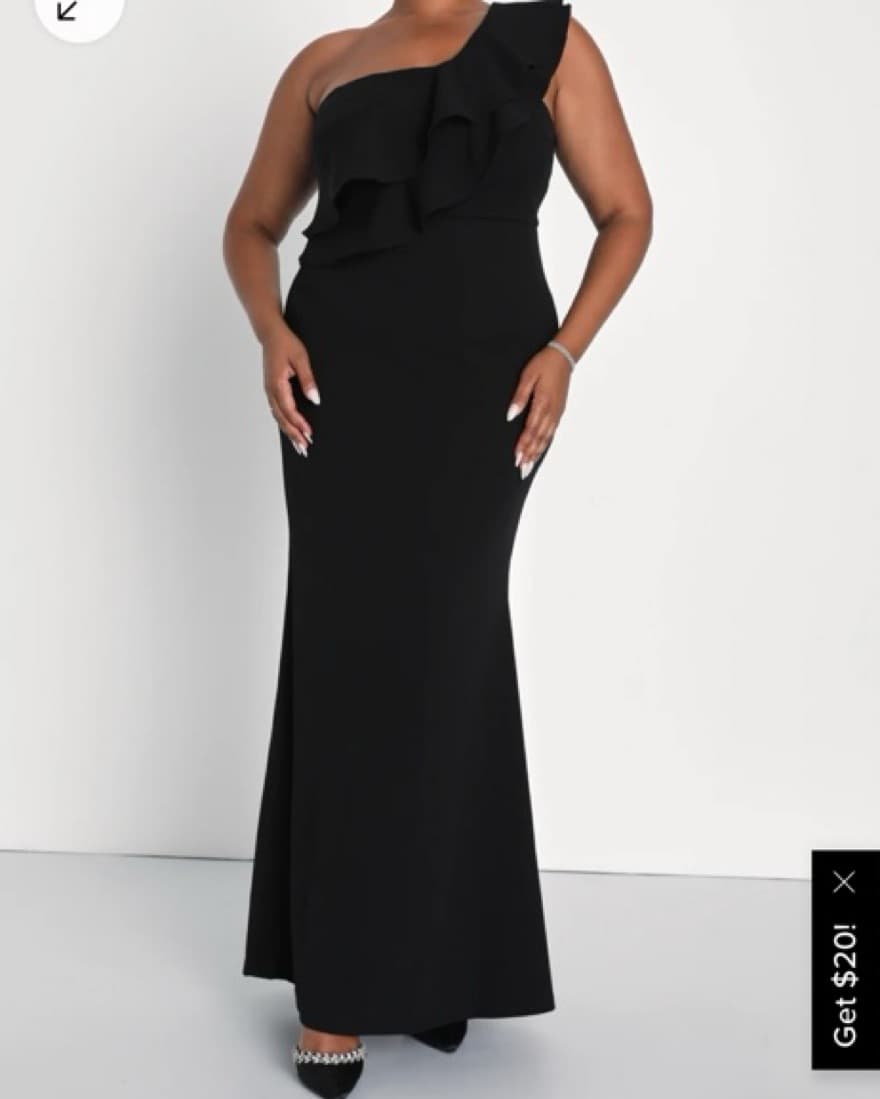 Lulus Black Tie One-Shoulder Gown - Image 1