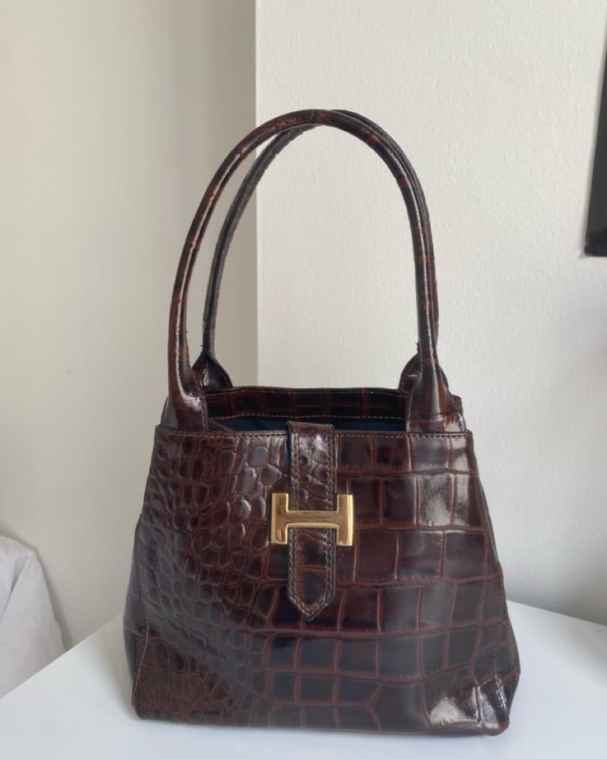 Brown Croc Verra Pelle Shoulder Bag - Image 1