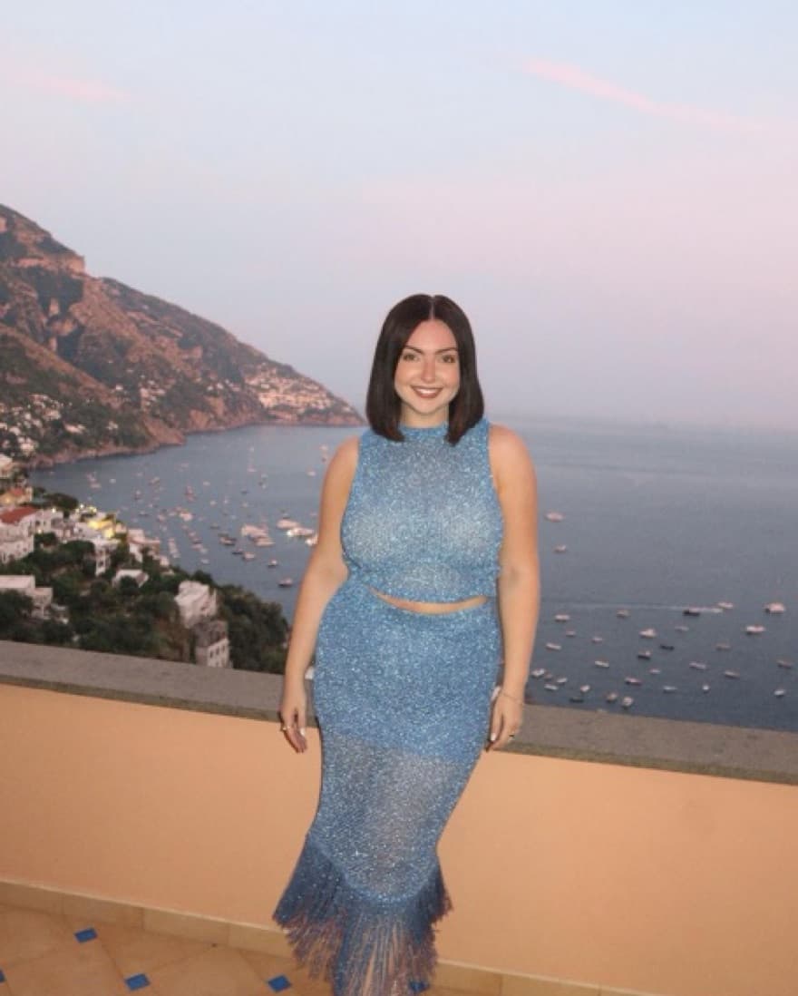 Mango Sparkly Blue Knit Skirt Set - Image 1