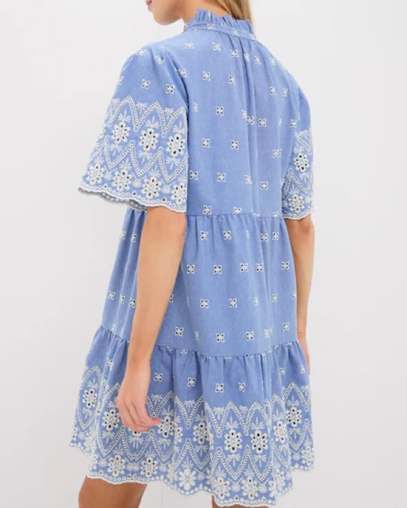 Chambray Embroidered Crawford Dress - Image 4