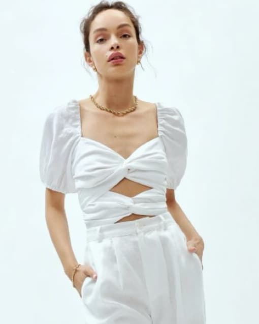 Reformation Karina Linen Top Cut Outs  - Image 1