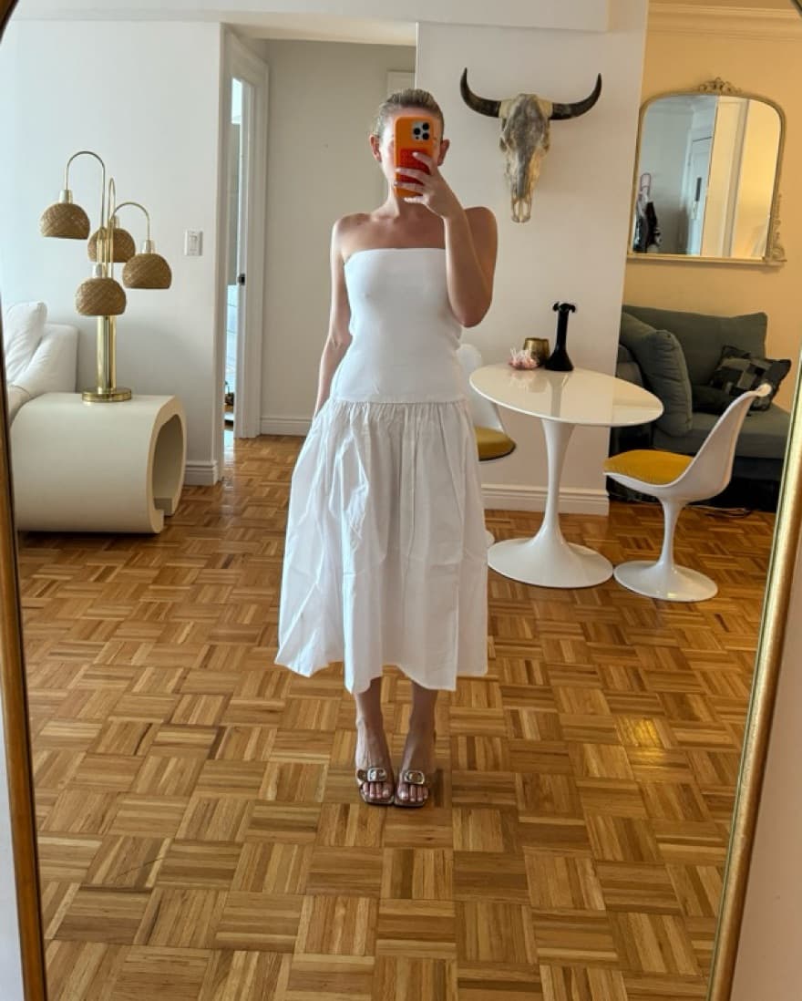 White Ribbed Weworewhat Midi Dress - Image 4
