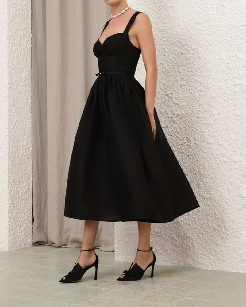 Zimmerman Elegant Black Midi Dress - Image 3