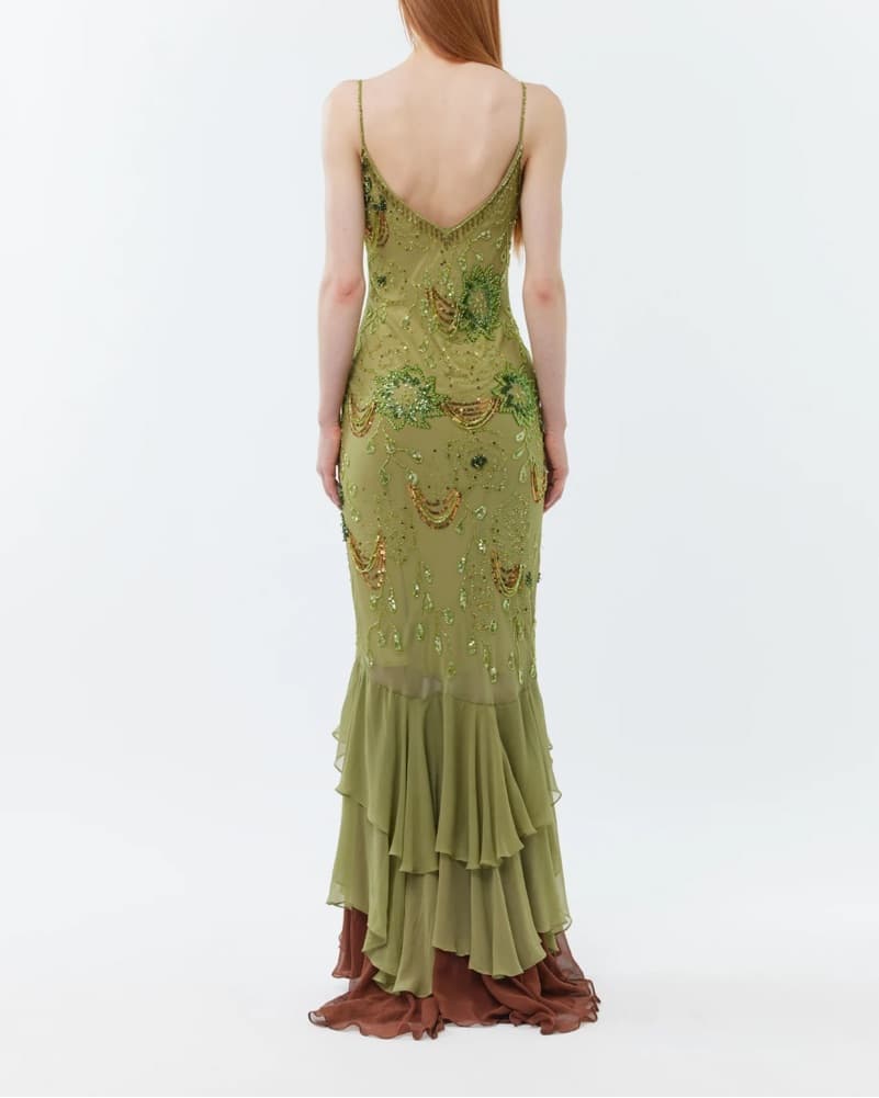 The Enchanted Ivy Gown - Sage, beaded - Image 3