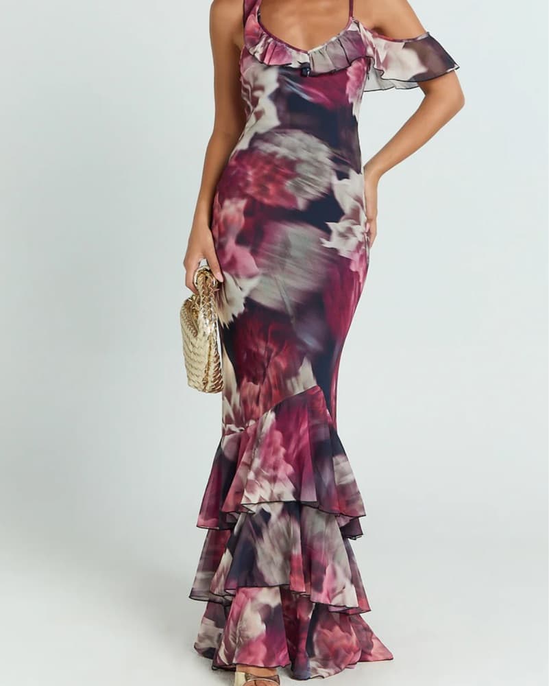 Captivating Floral Ruffle Mermaid Dress - Image 1