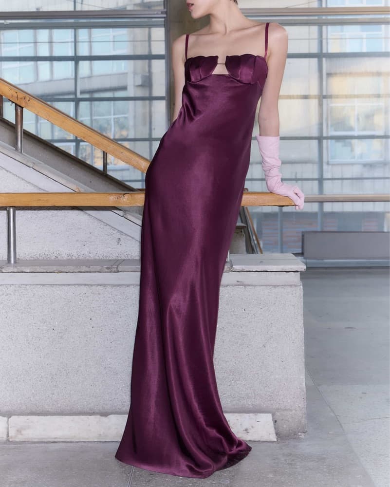 Anna October Tulip Dress In Aubergine - Image 5