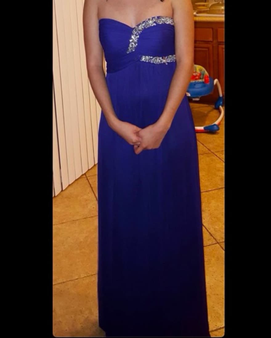 Rhinestone Embellished Royal Purple Gown - Image 1