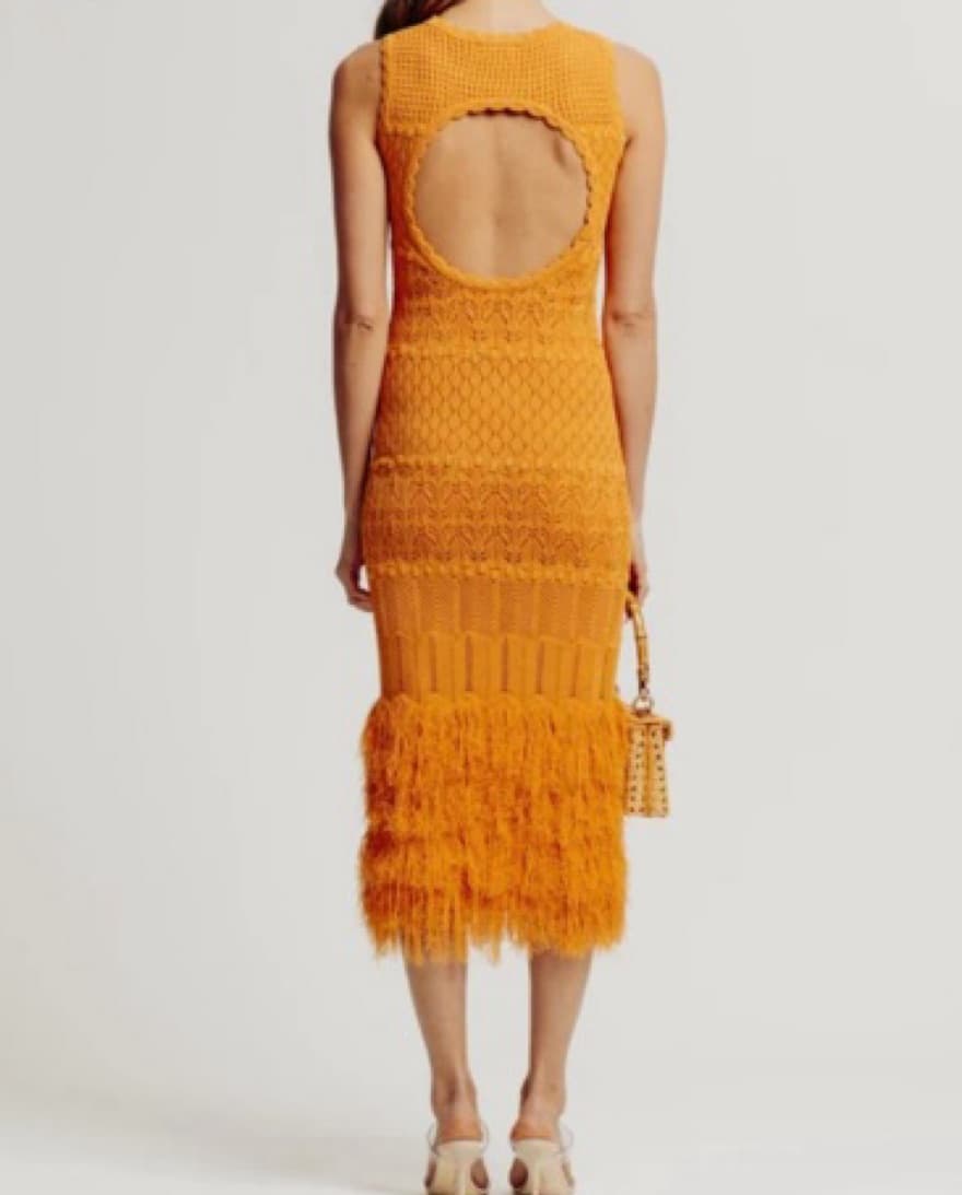 Orange Feathered Fringe Dress - Image 2