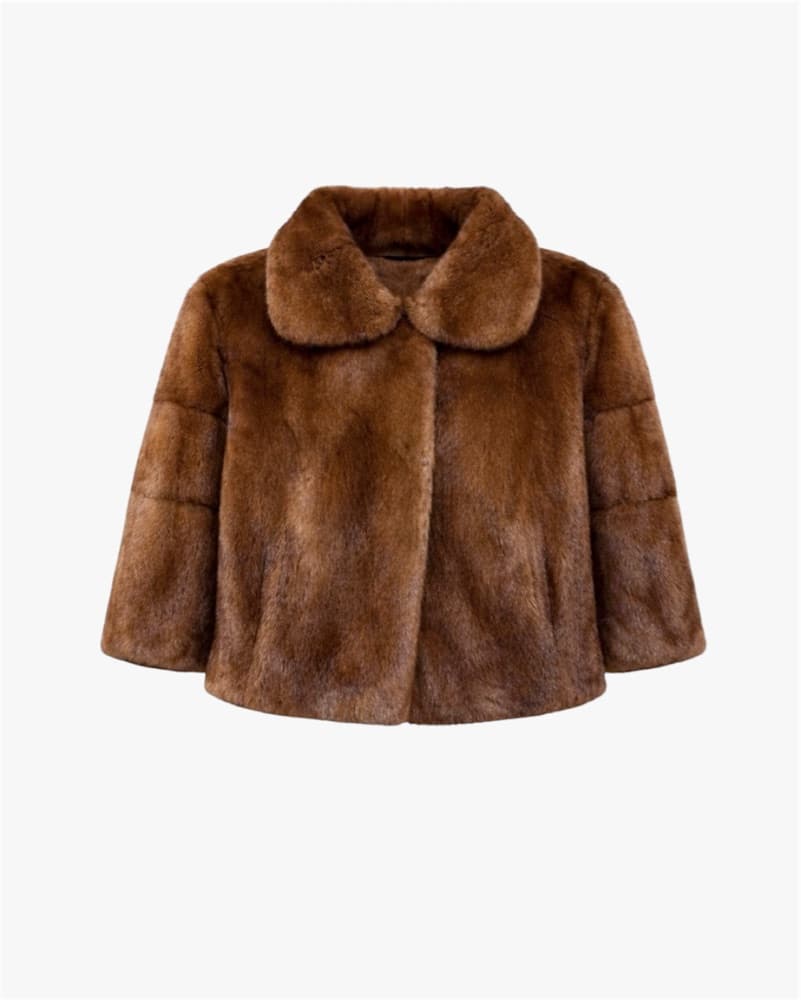 *VINTAGE* Brown Fur Evening Coat - Image 1