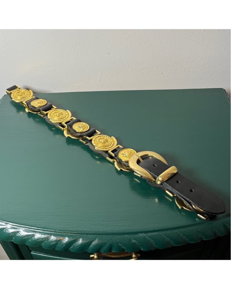 Medusa and Sun Emblem Leather Belt - Image 2