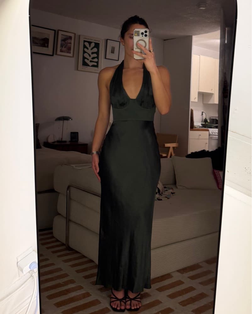 Shona Joy La Lune Halter Satin Dress - Image 3