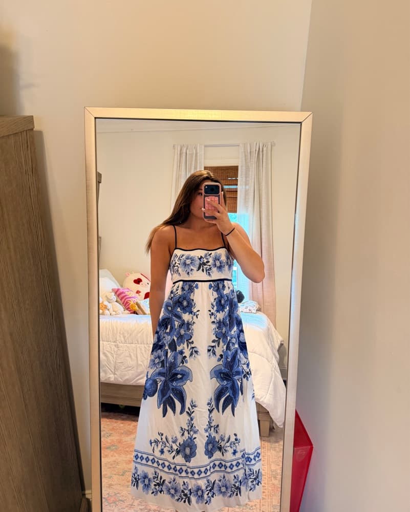 Blue And White Maxi Dress - Image 2