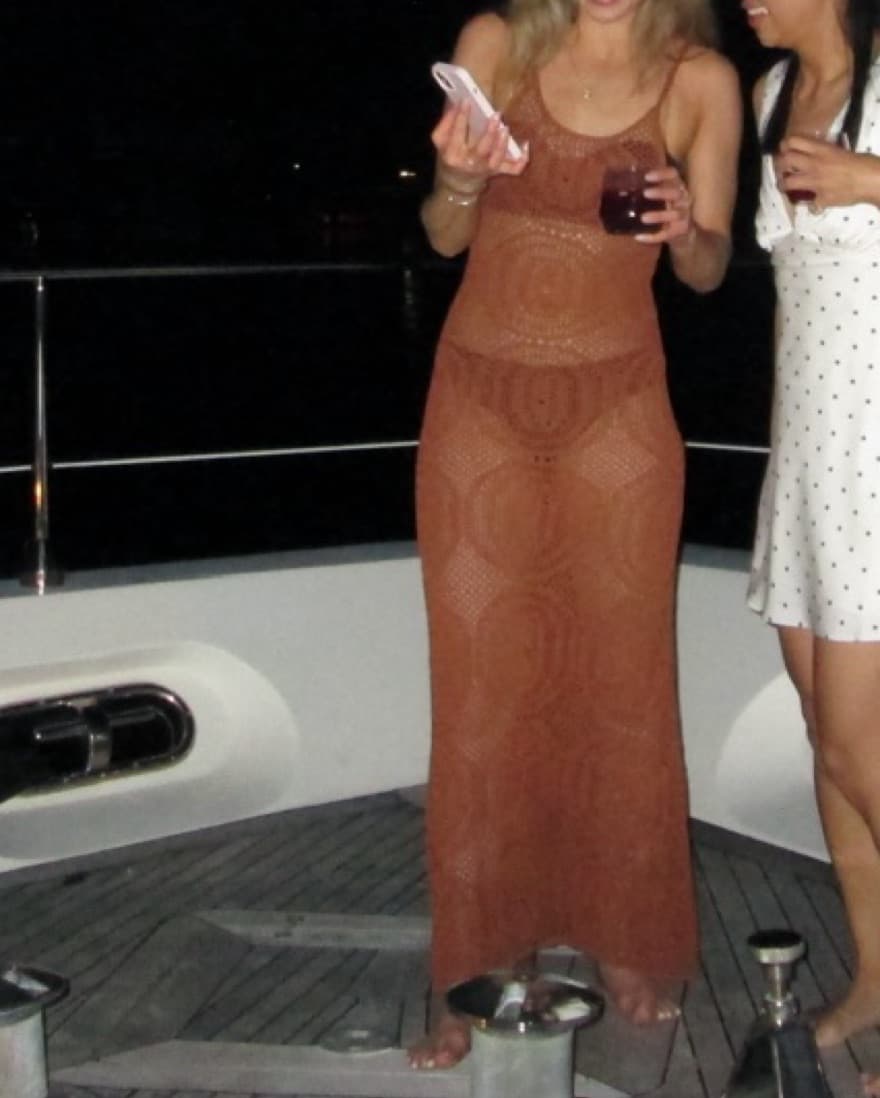 Brown Crochet Dress - Image 7