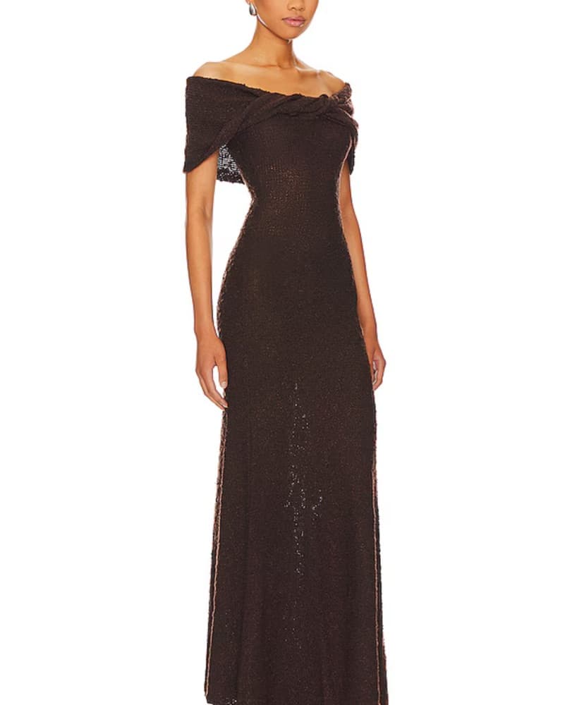 LPA Caley Maxi Dress in Dark Brown - Image 3