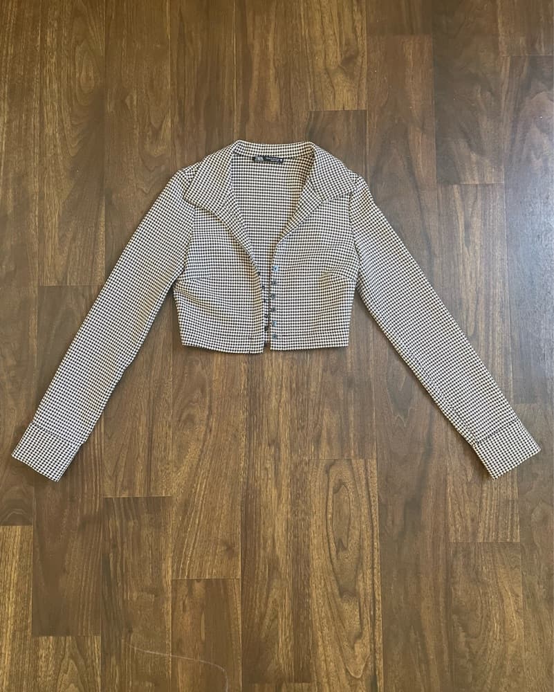 Chic Houndstooth Cropped Jacket - Image 2