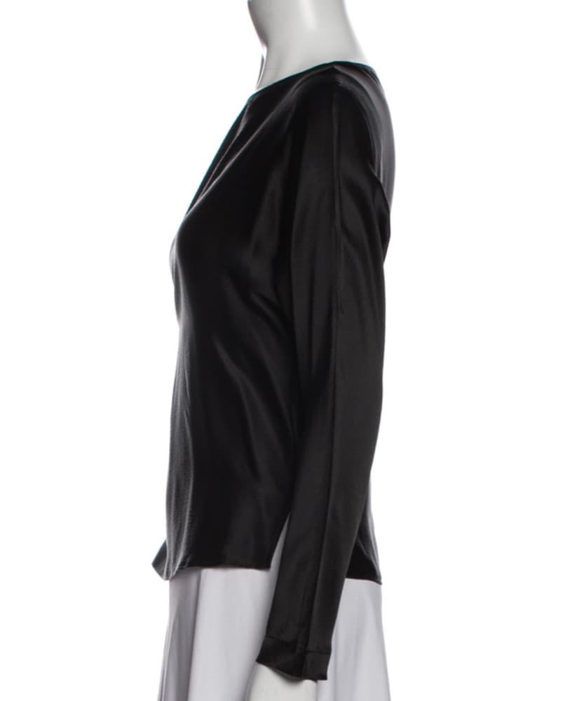 NILI LOTAN Black Silk Bateau Blouse - Image 2