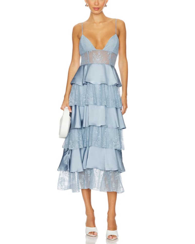 WeWoreWhat Tiered Lace Midi Dress - Image 1
