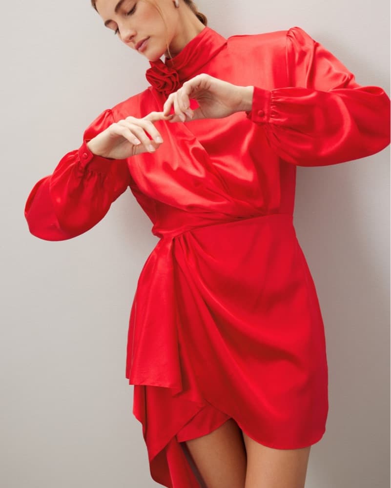 Ronny Kobo Red Silk Dress - Image 4