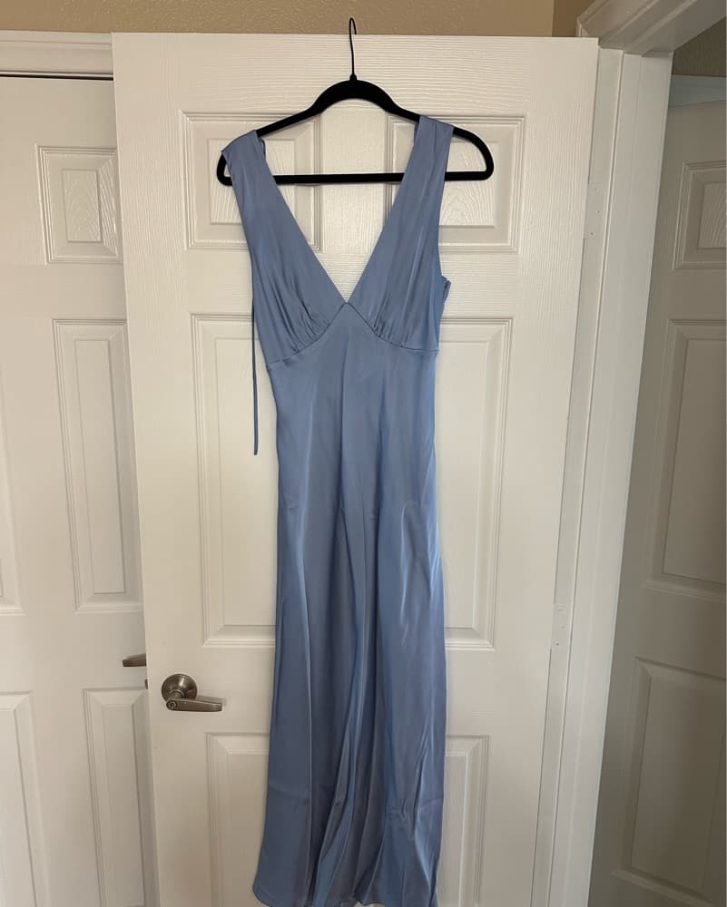 Light Blue Cowel Back Maxi Dress - Image 1