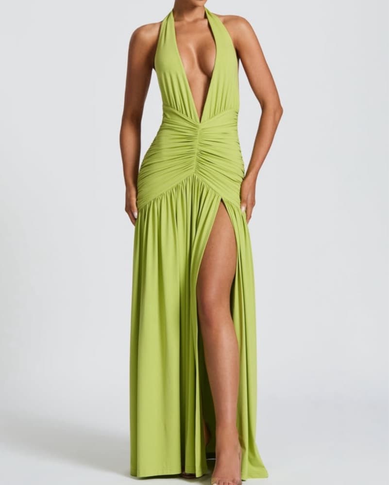 Stunning Backless Lime Green Maxi Dress - Image 1