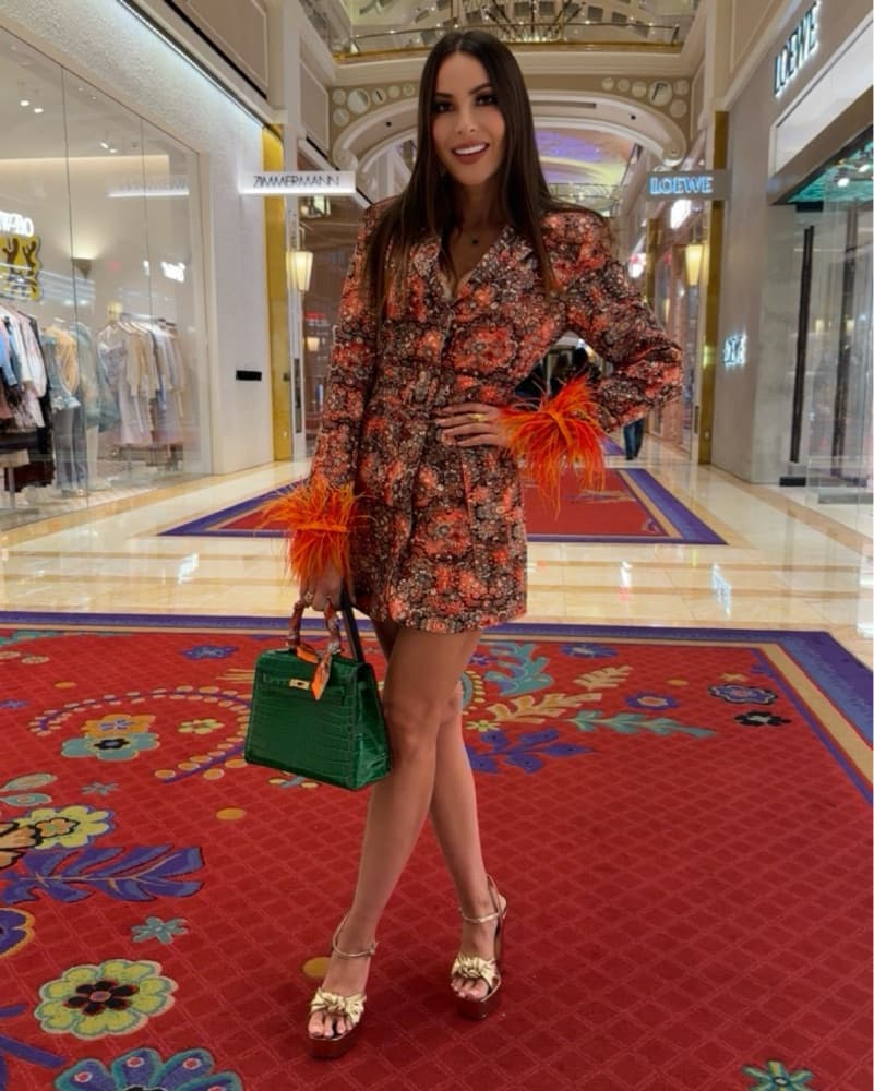 Vibrant Floral FeatheredMini BlazerDress - Image 1