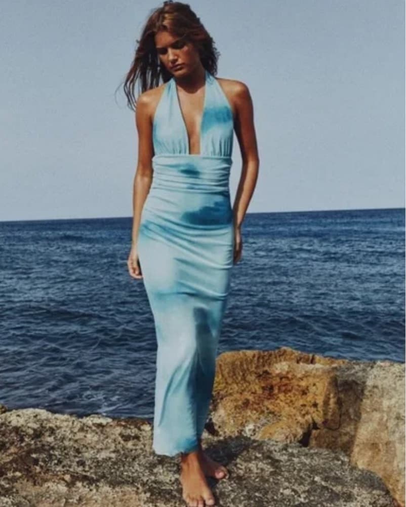 Blue Halter Dress - Image 1