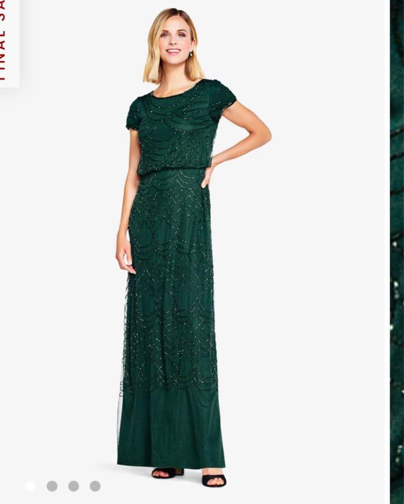 Emerald Green Beaded Gown - Image 3