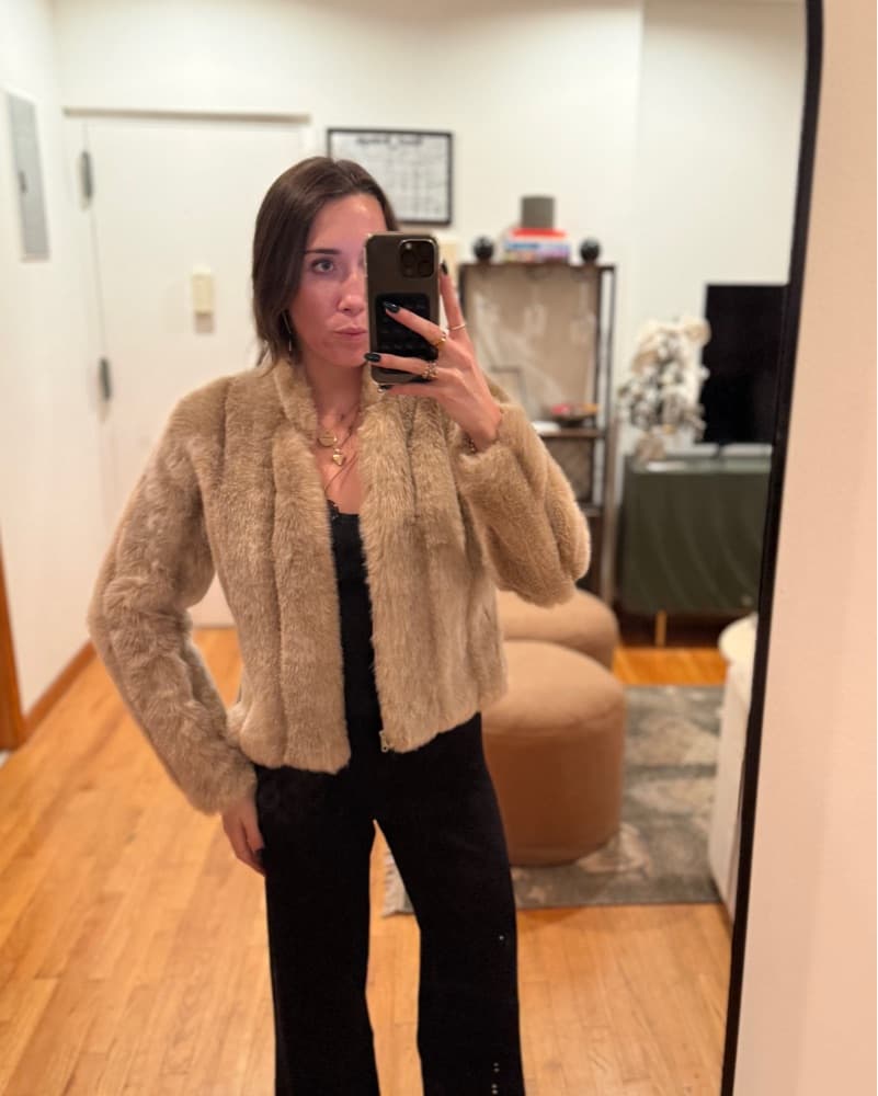 Vintage Tan Faux Fur Coat - Image 1