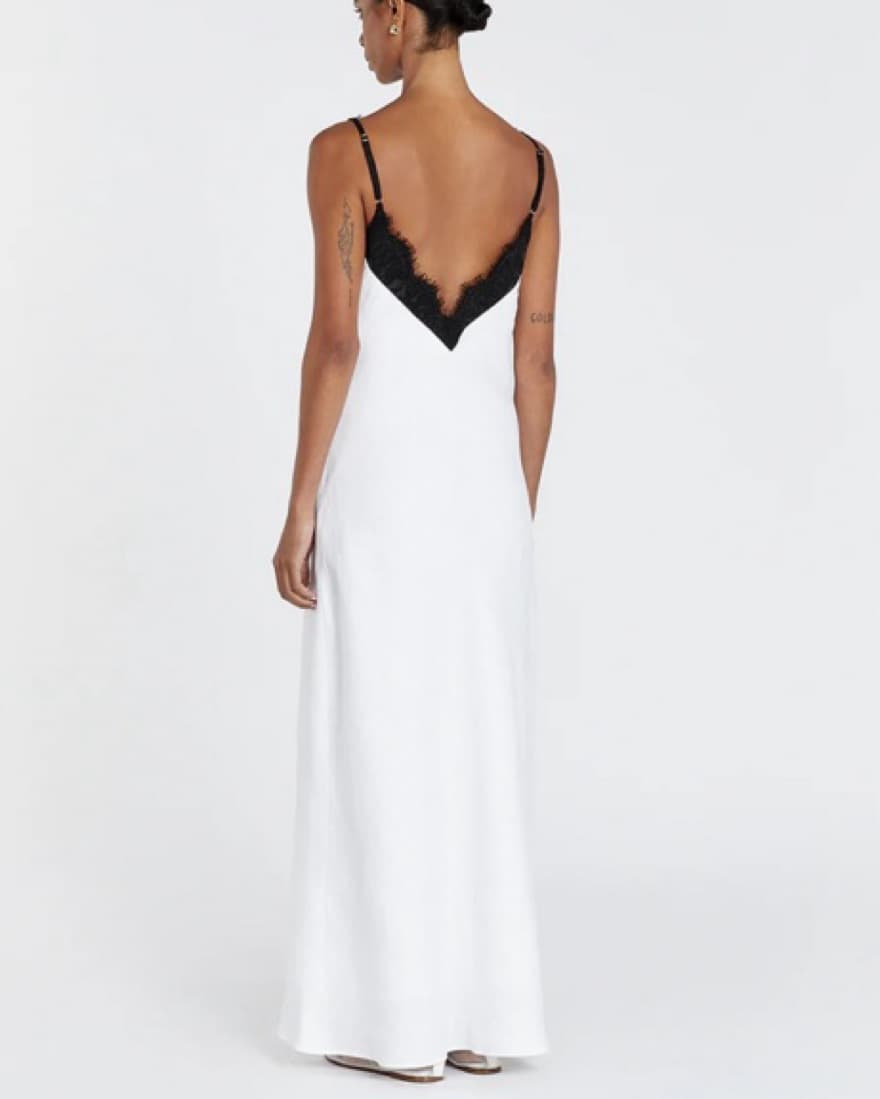 Dissh White And Black Lace Linen Dress - Image 3