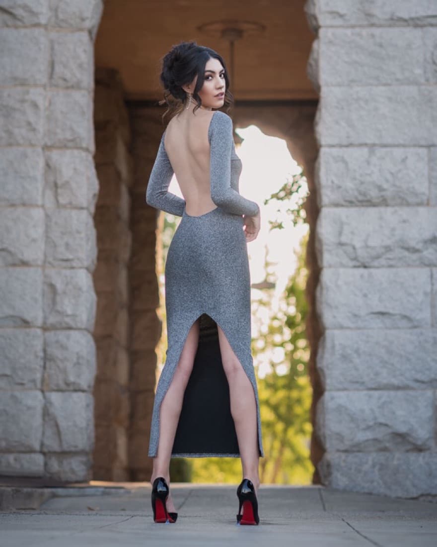 Silver Backless Dress - Image 1