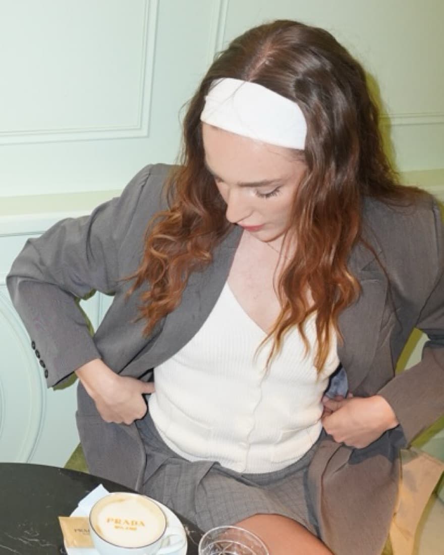 White Sweater Vest Buttoned - Image 1