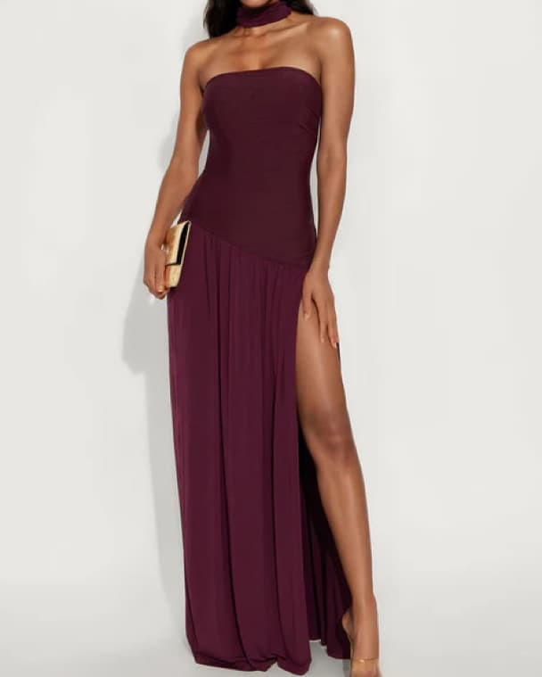 Amelia Drop Waist Bandage Gown - Plum - Image 1