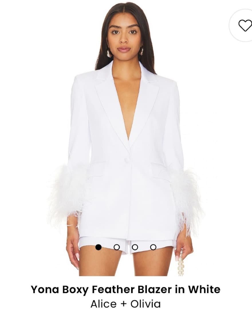 Alice and Olivia White Feather Blazer - Image 1
