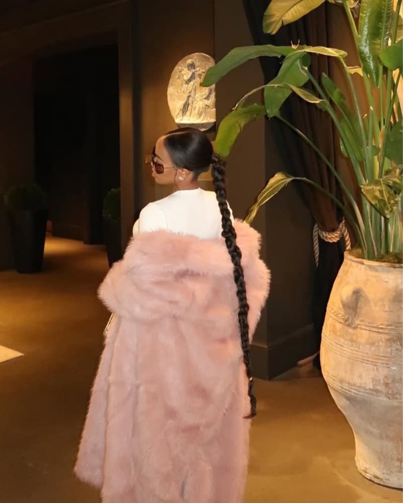 Topshop faux fur long coat in pink - Image 6