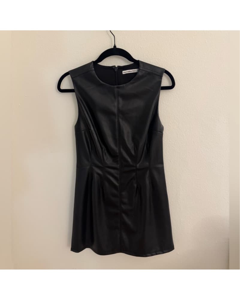 Black Faux Leather Mini Dress in Size XS - Image 5