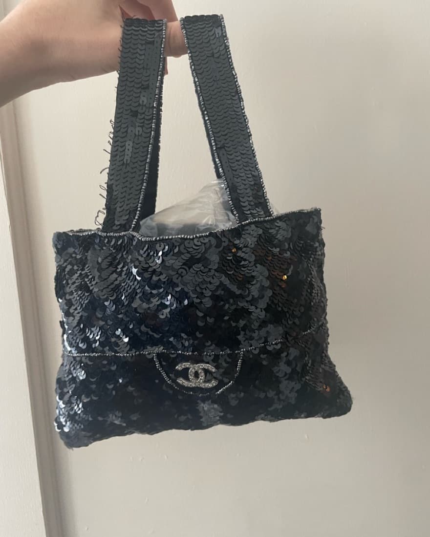 *RARE* Vintage CHANEL Black Sequin Bac  - Image 1
