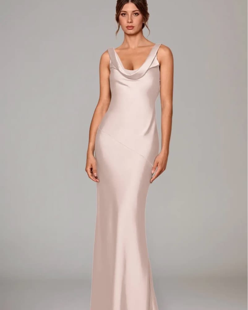 Azazie Rylina Pink Satin Dress - Image 1