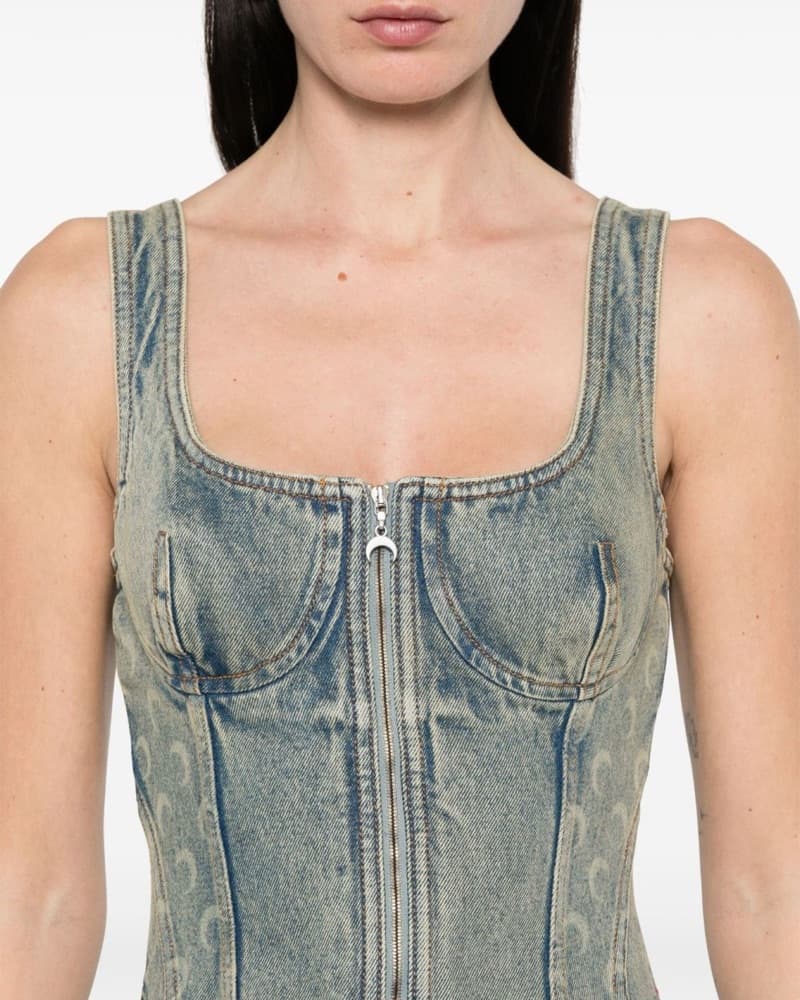Marine Serre Crescent Moon Denim Top - Image 1