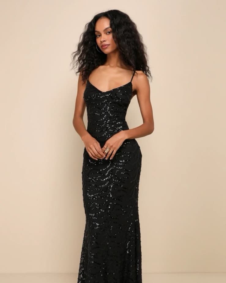 Sparkling Black Sequin Gown - Image 3