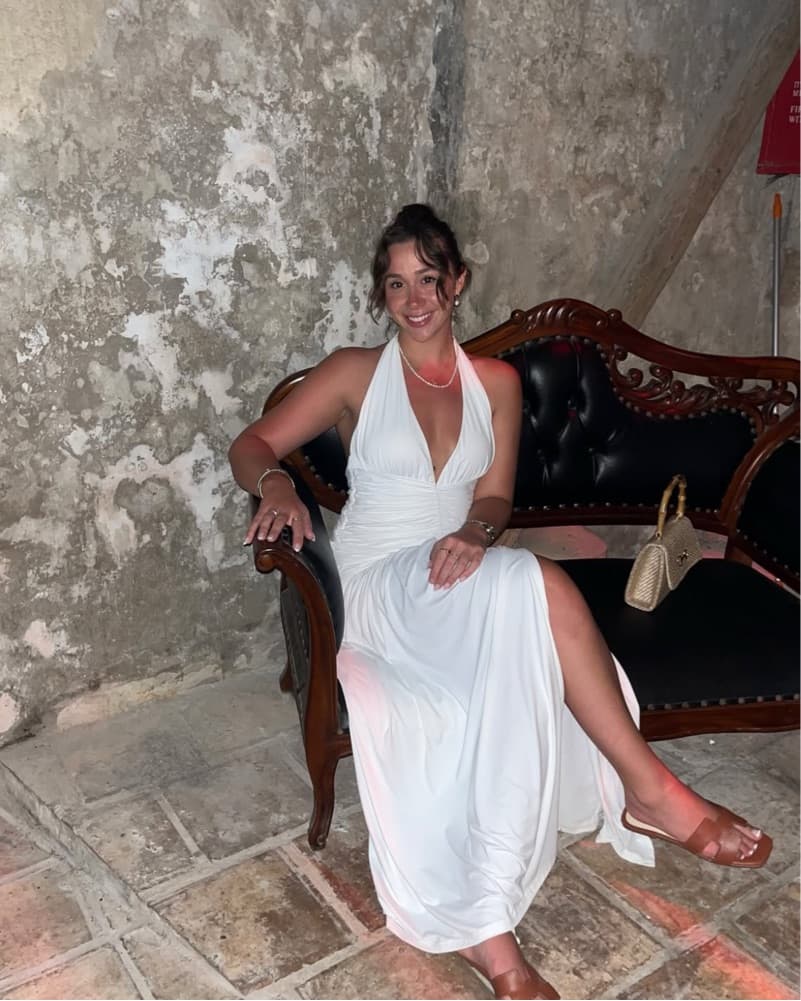 White Low Cut Maxi Dress - Image 2