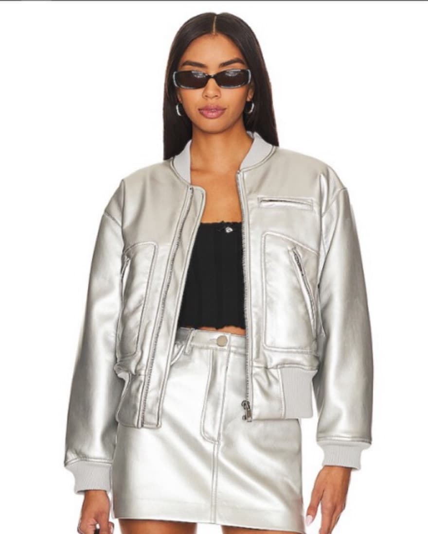 Apparis Metallic Silver Bomber Jacket - Image 1